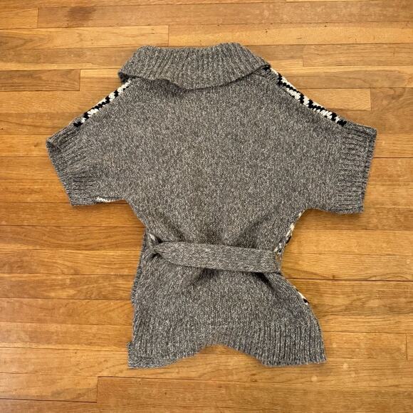 Old Navy gray white wool blend belted open front knit sweater size small S b35 - Picture 4 of 4